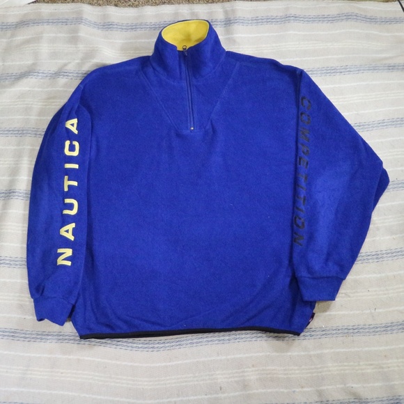 VTG NAUTICA Competition Blue Fleece Pullover Sz XXL Men - Picture 1 of 8